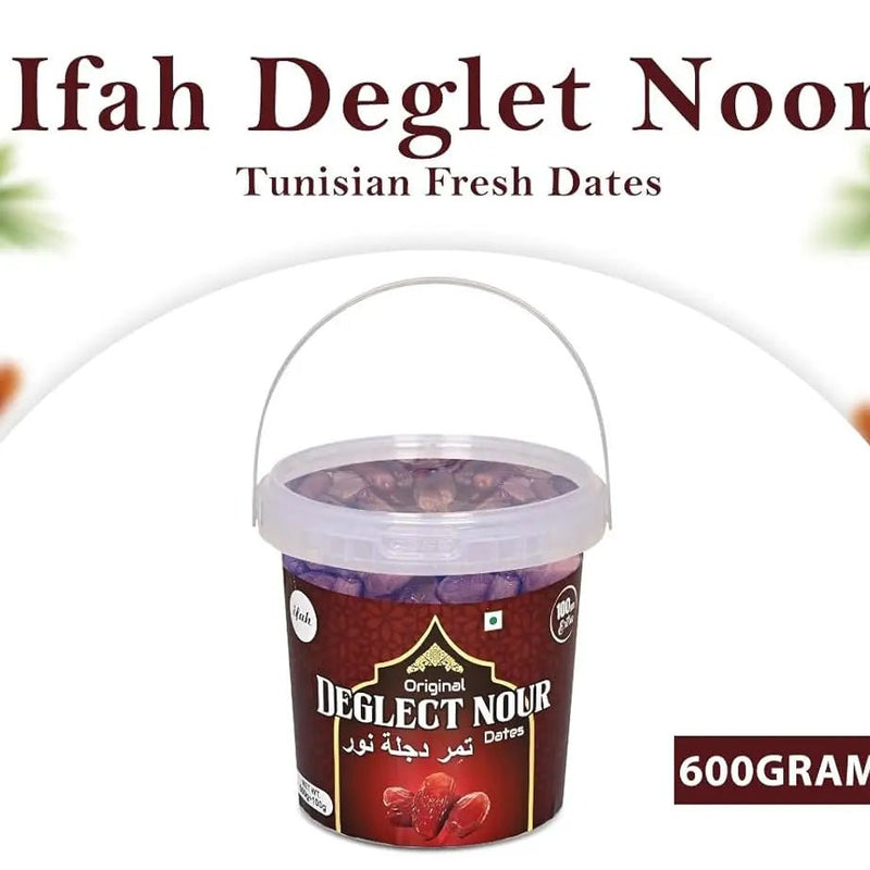 Ifah Deglect Noor Branched Dates 600g Bucket - Ifah Khajoor